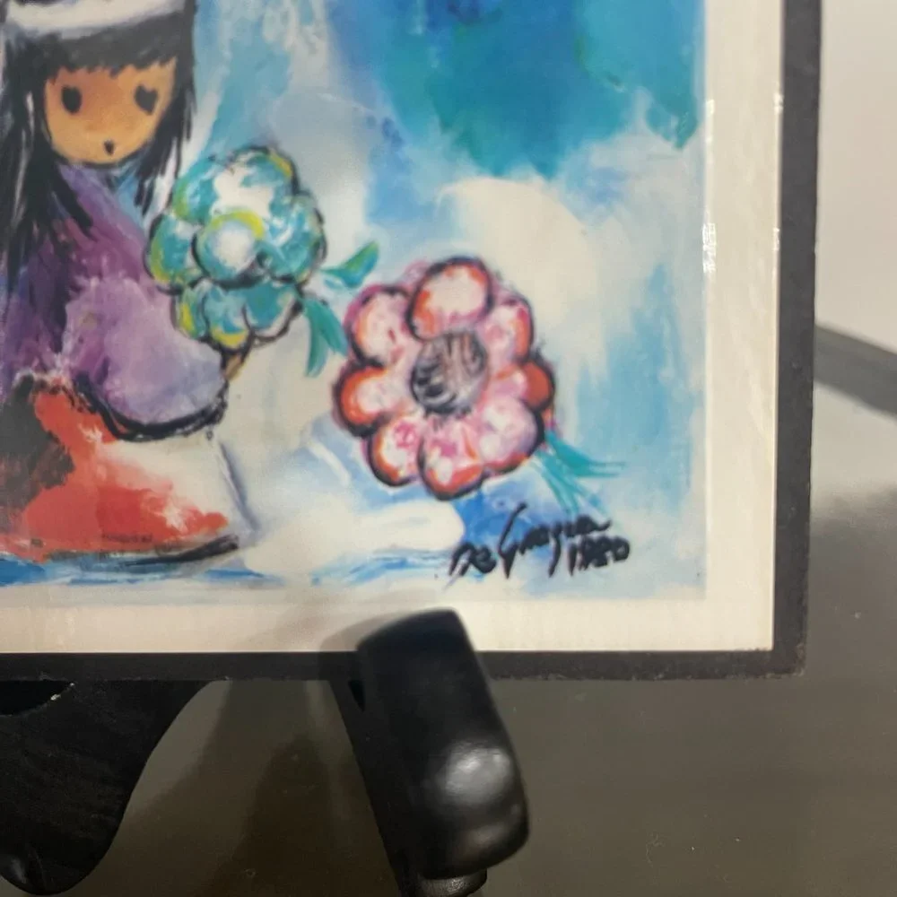 Ted De Grazia Art Work on Wooden Plaques, Set of 2